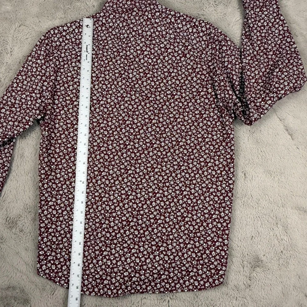 J. Crew Flex Washed Floral Button Down‎ Shirt Long Sleeve Casual Maroon Size 42